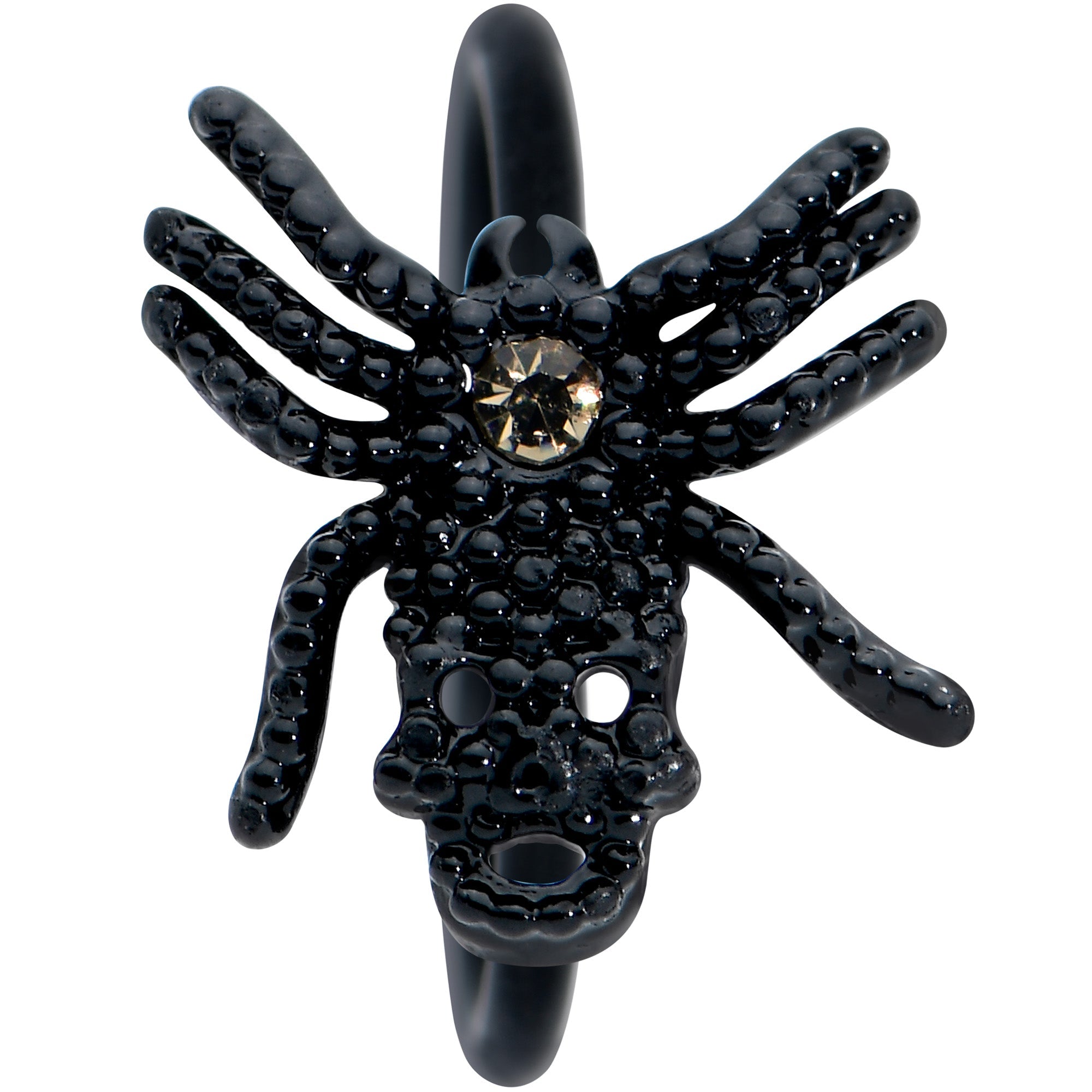 20G 5/16 Yellow Gem Black Nubbly Spider Halloween Nose Hoop