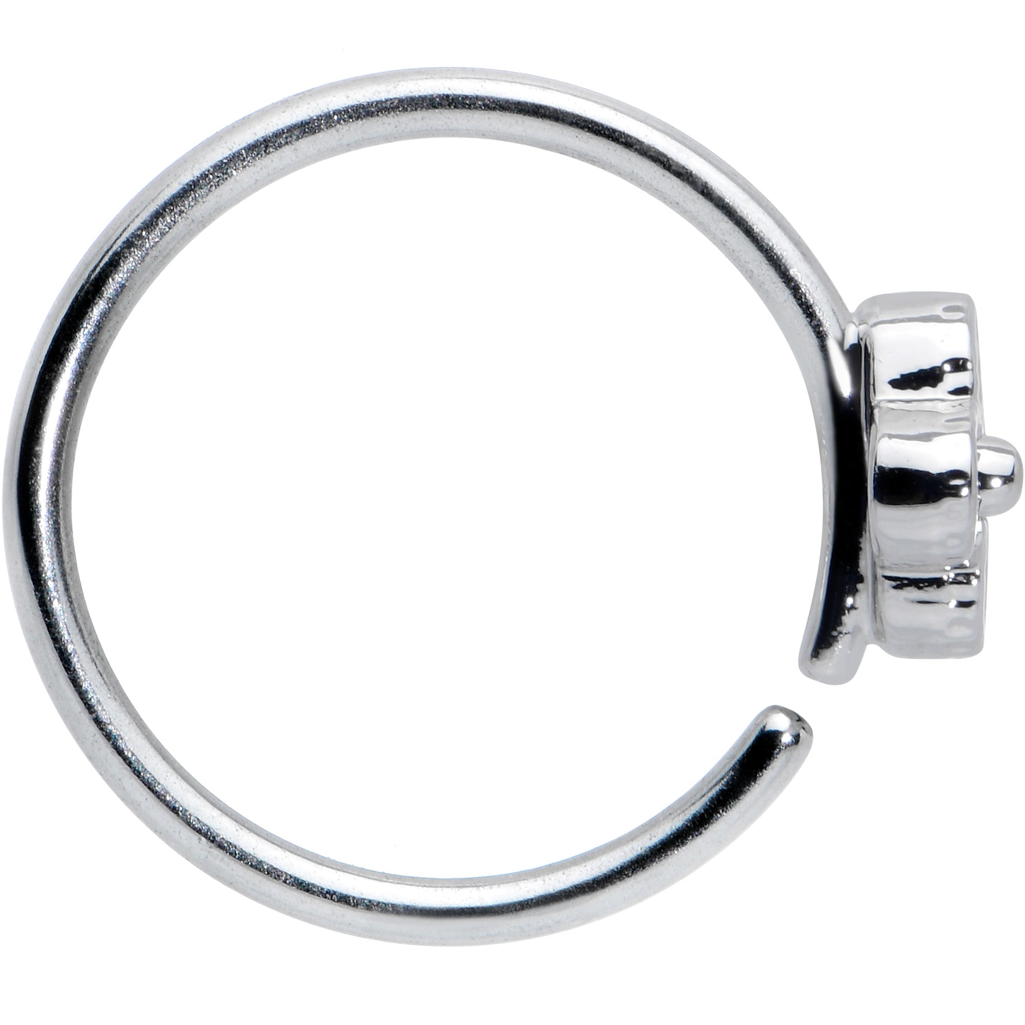 20G 3/8 Clear Gem Tiny Flower Nose Hoop