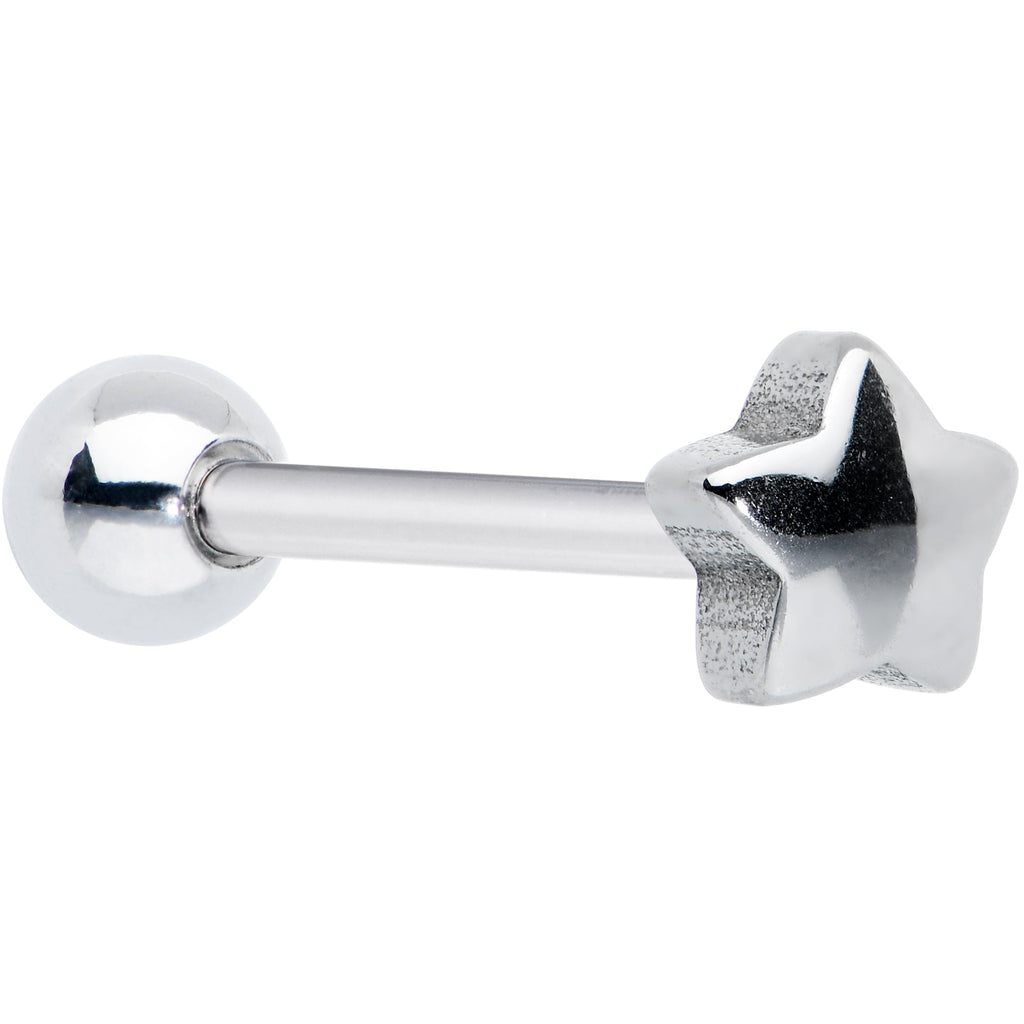 Simple Star Top Barbell Tongue Ring