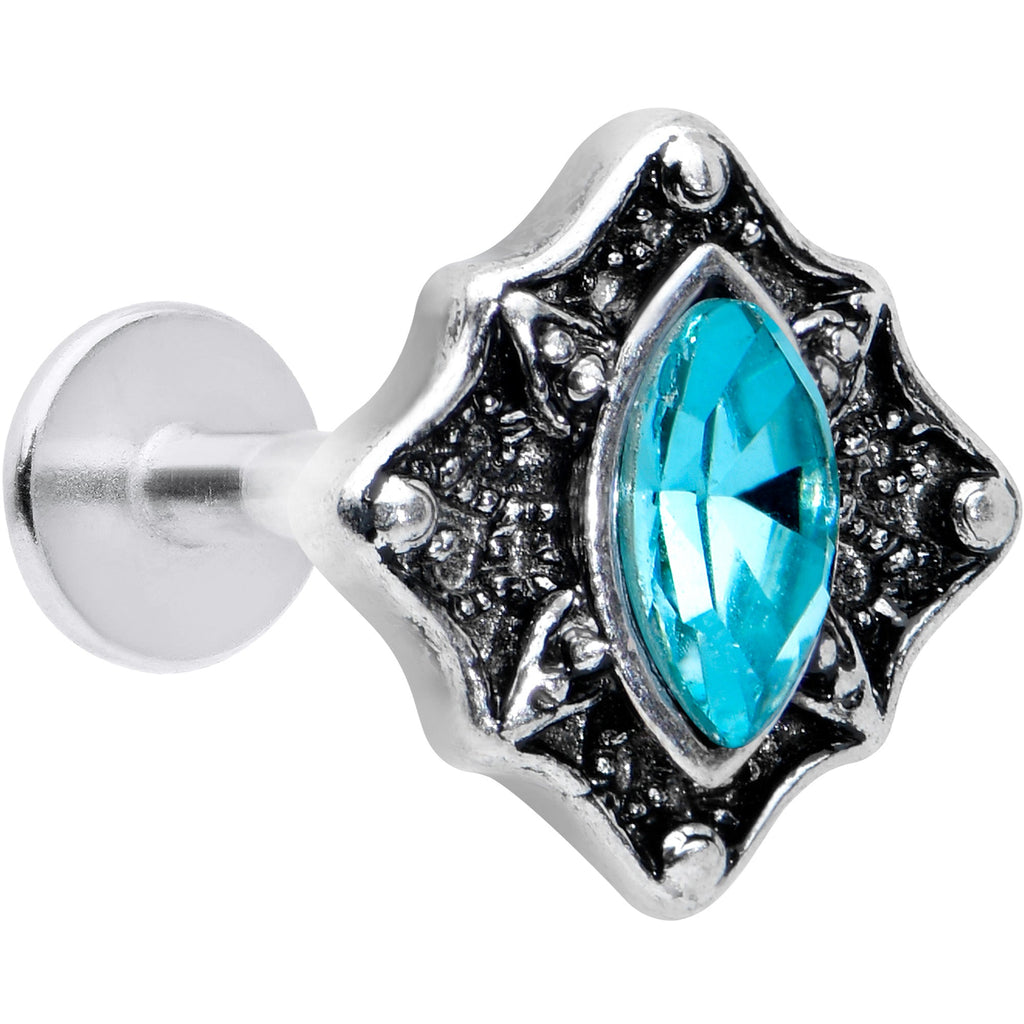 16G 5/16 Blue Gem Retro Rhombus Labret Monroe Tragus
