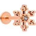 16G 5/16 Clear Gem Rose Gold Tone Snowflake Labret Monroe Tragus