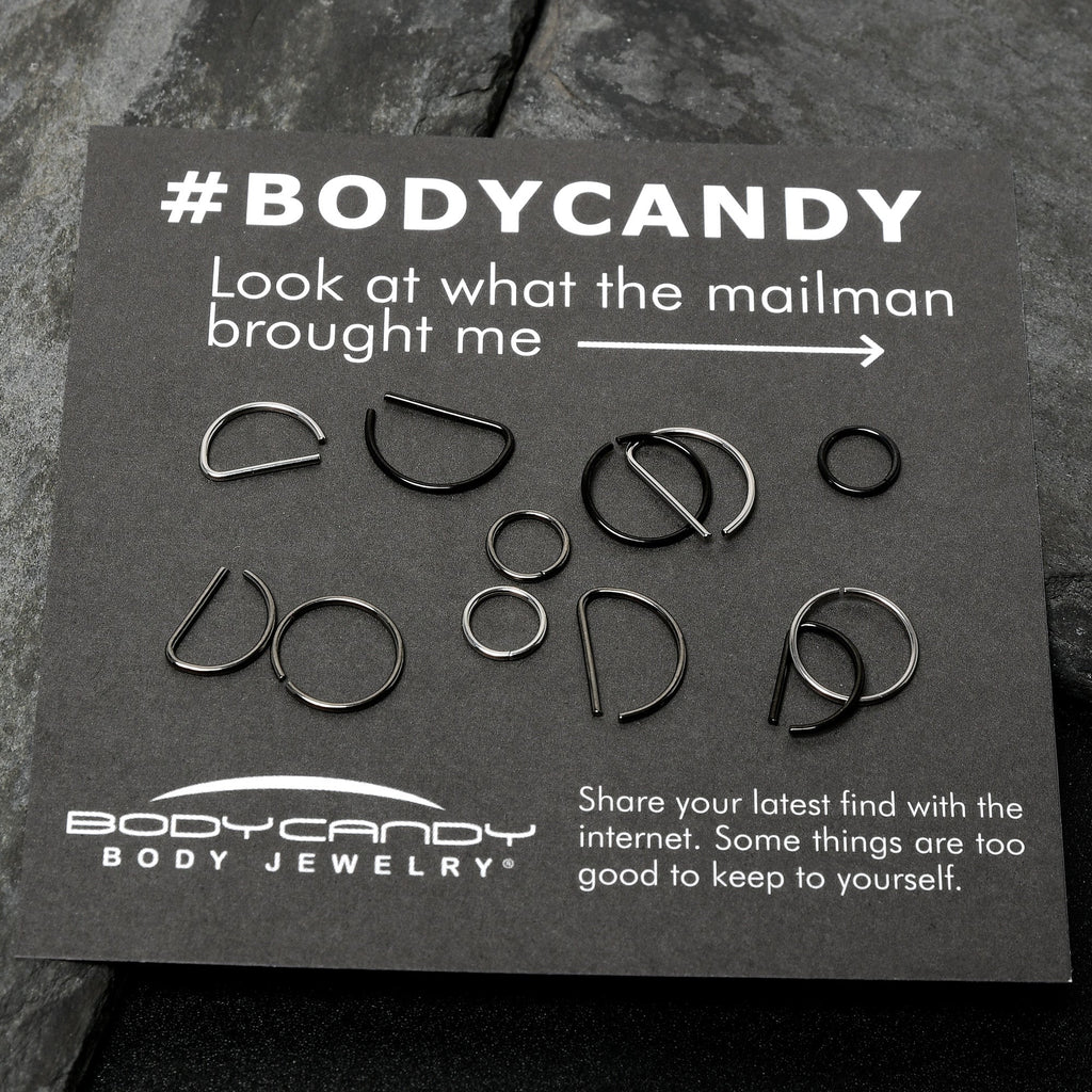 20G 12 Pack ASTM F-136 Implant Grade Titanium Nose Hoop D Shaped Septum Ring and Cartilage Ear Hoop Earring Set