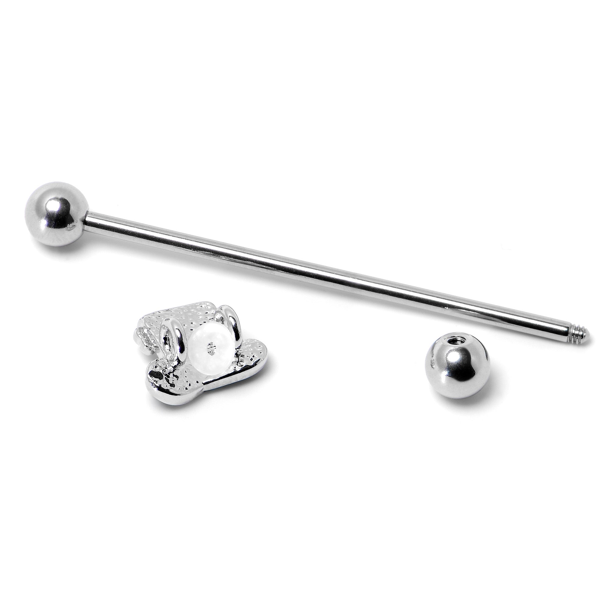 14G Glitter Top Hat Shamrock St Patricks Industrial Barbell 38mm