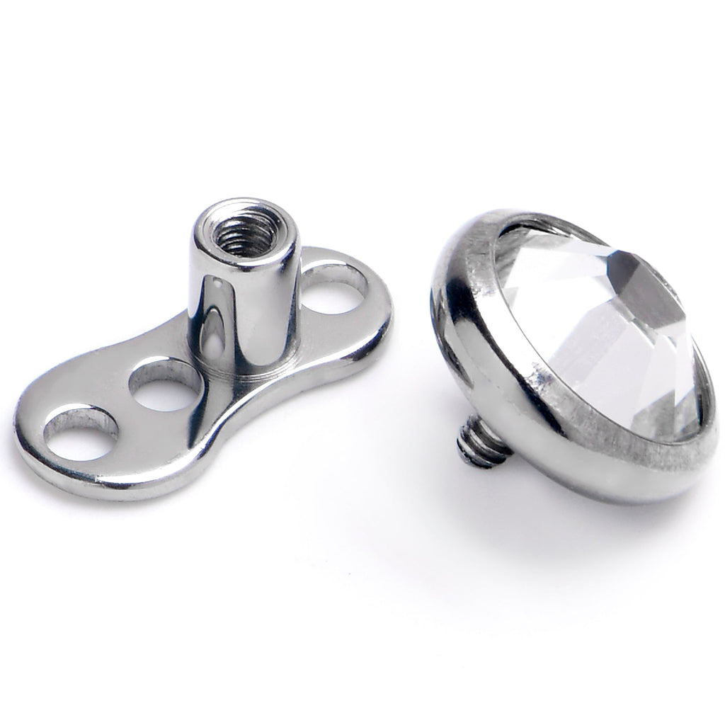 16G 5mm Gem Bezel Top 3 Hole Dermal Implant Grade Titanium Anchor Base