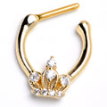16G 5/16 Clear Gem Gold Tone Epic Crown Cartilage Clicker