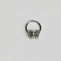 16G 3/8 Clear Pink Gem Floral Butterfly Style Hinged Segment Ring