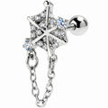 16G 1/4 Clear Gem Spiderweb Chain Dangle Cartilage Tragus Earring