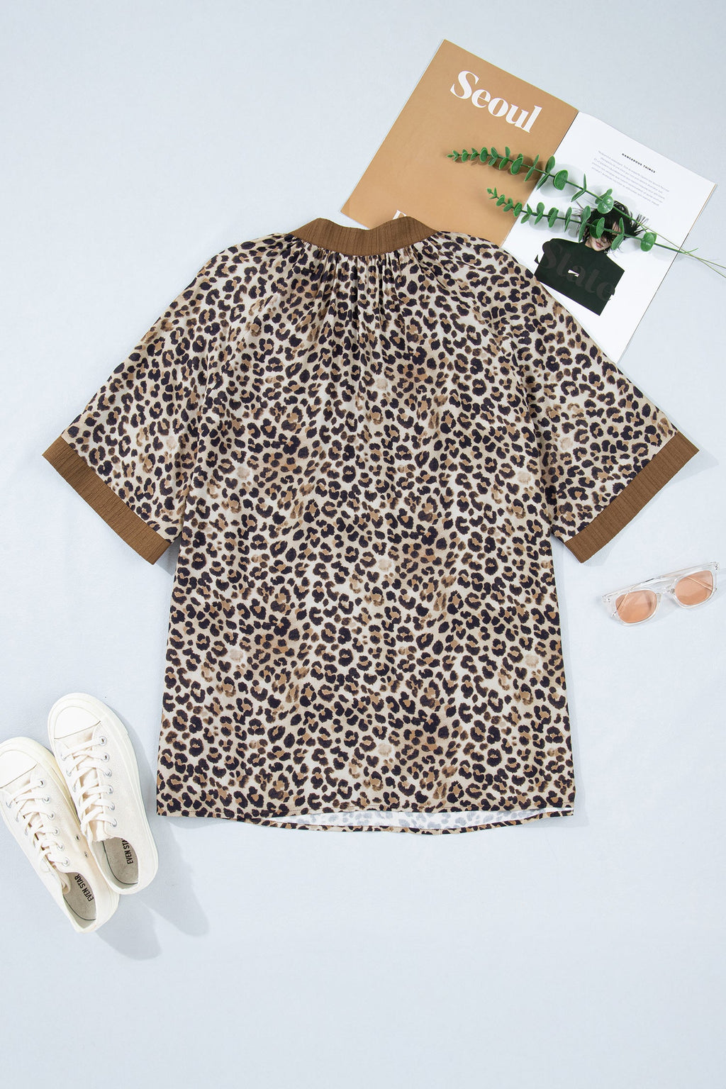 Kahlani Crinkled Colorblock Patchwork PLUS Blouse