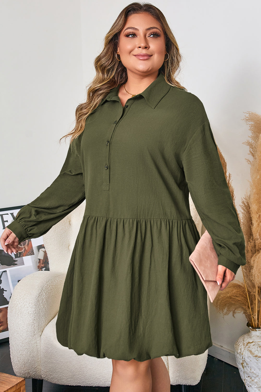 Catherine Ruffle Hem Mini PLUS Dress