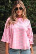 Riley Stripe Bowknot Cutout Back Loose Top