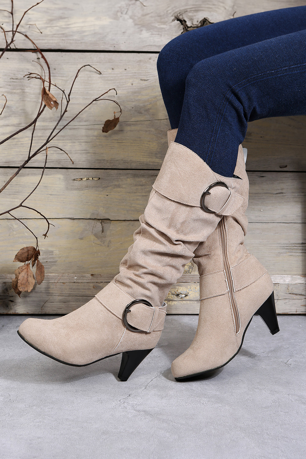 Kennedy Dual Buckle Strap Side Zip Boots