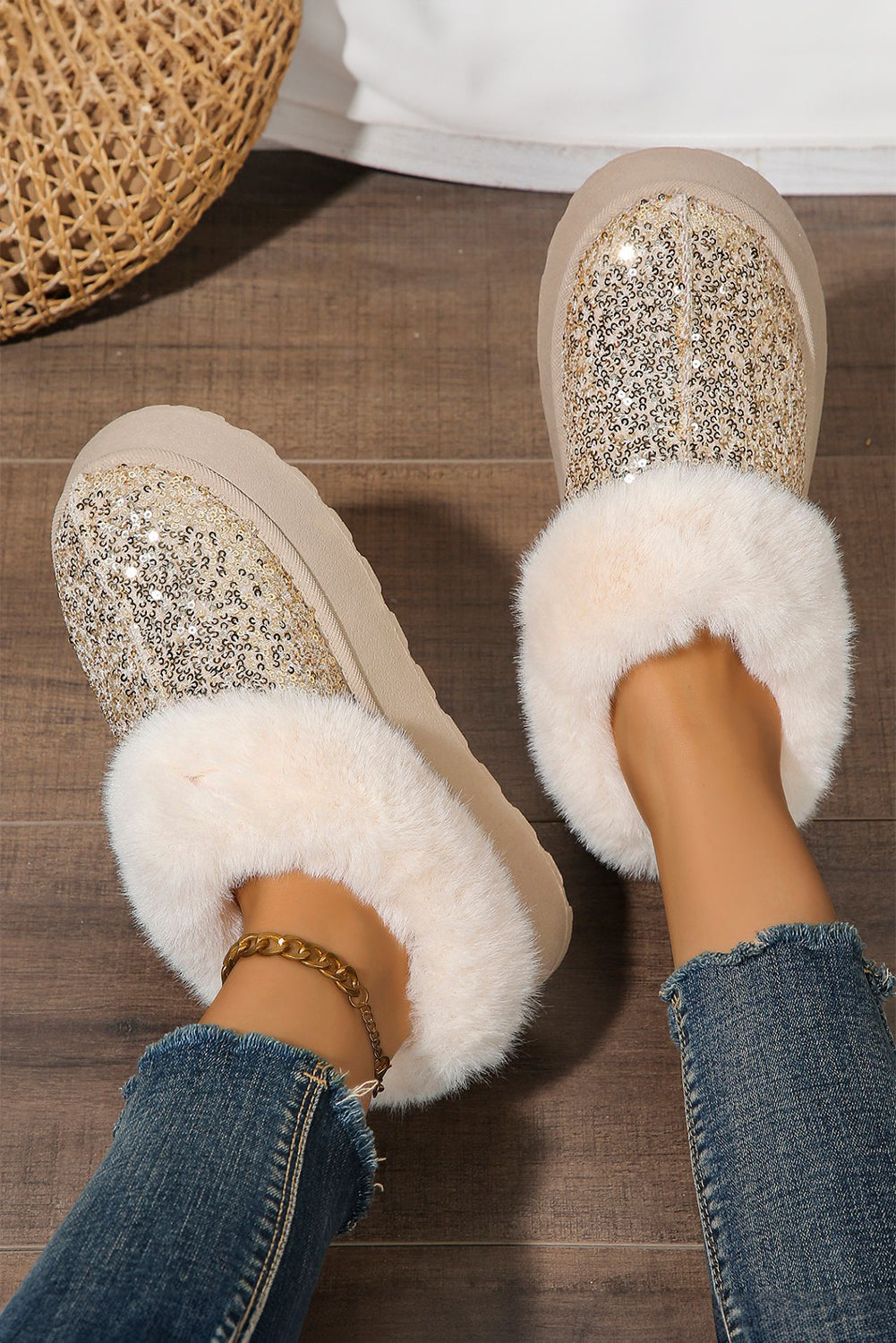Lucia Sequin Thick Sole Snow Boots