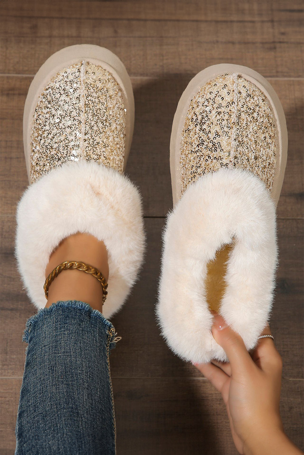 Lucia Sequin Thick Sole Snow Boots