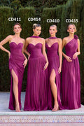CLEARANCE - Ladivine CD415 One Shoulder Pleated Chiffon Mulberry Gown (Size 8)