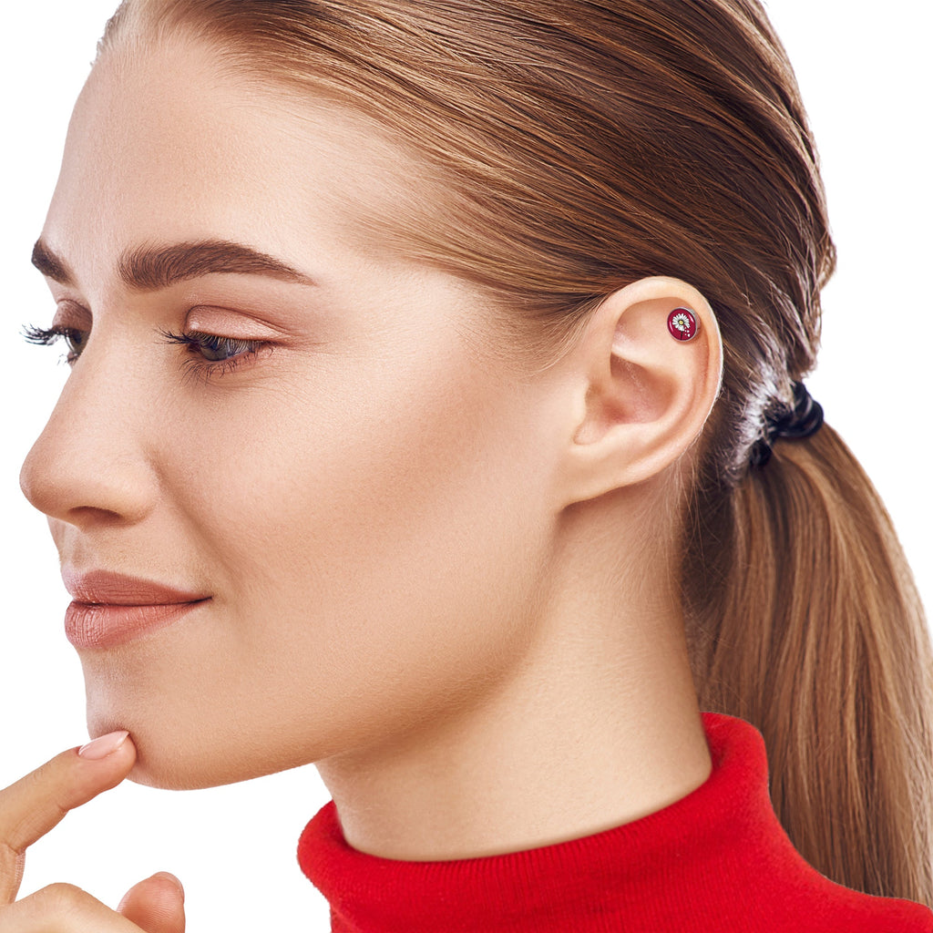 16G 1/4 Love Me Not Flower Tragus Cartilage Earring by Onyx O