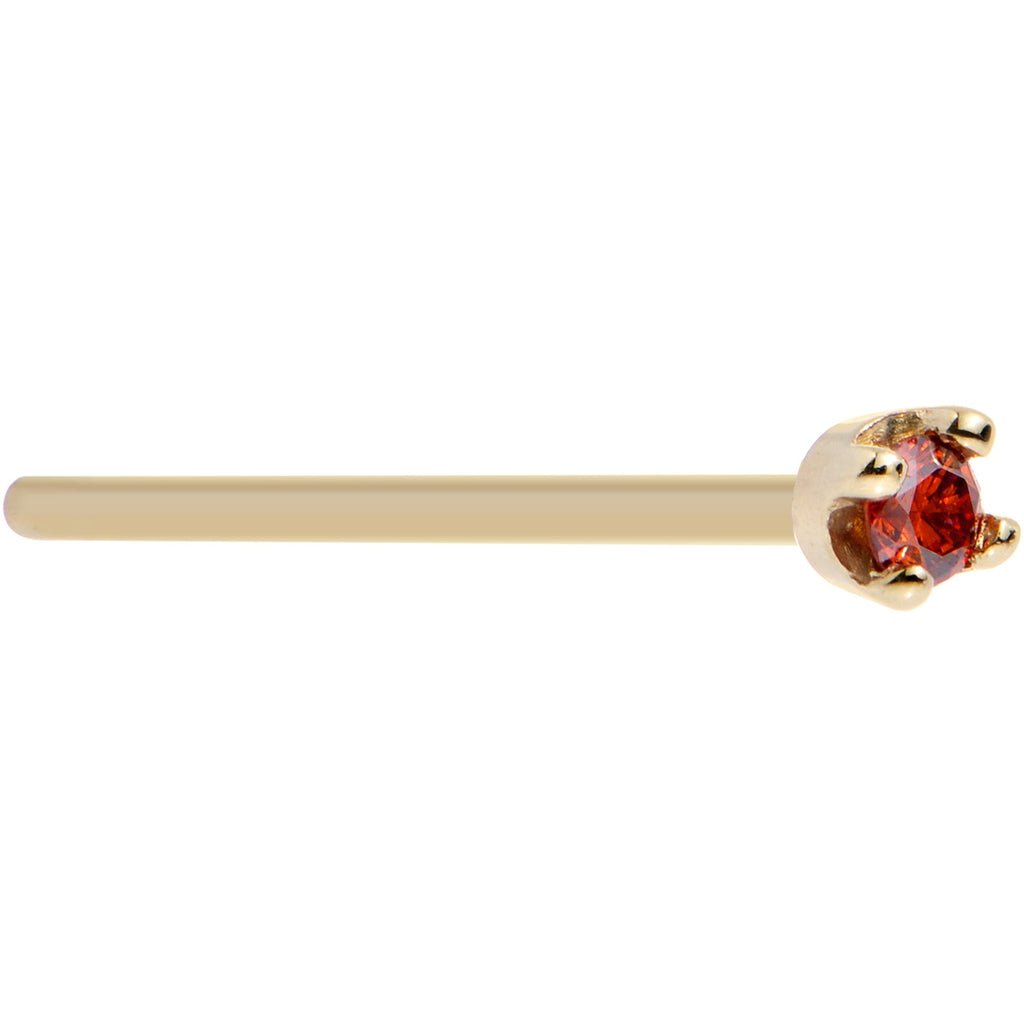 Solid 14K Yellow Gold 1.5mm Genuine Red Diamond Nose Ring