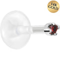 16G 1/4 14K White Gold January 1.5mm CZ Bioplast Push in Cartilage Earring
