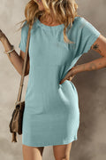 Mckenna Striped Ribbed Knit T-shirt Shift Dress