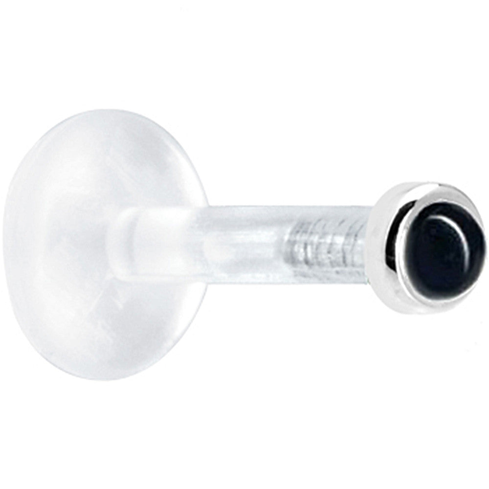 Solid 14K White Gold 2mm Genuine Onyx Bioplast Push in Monroe
