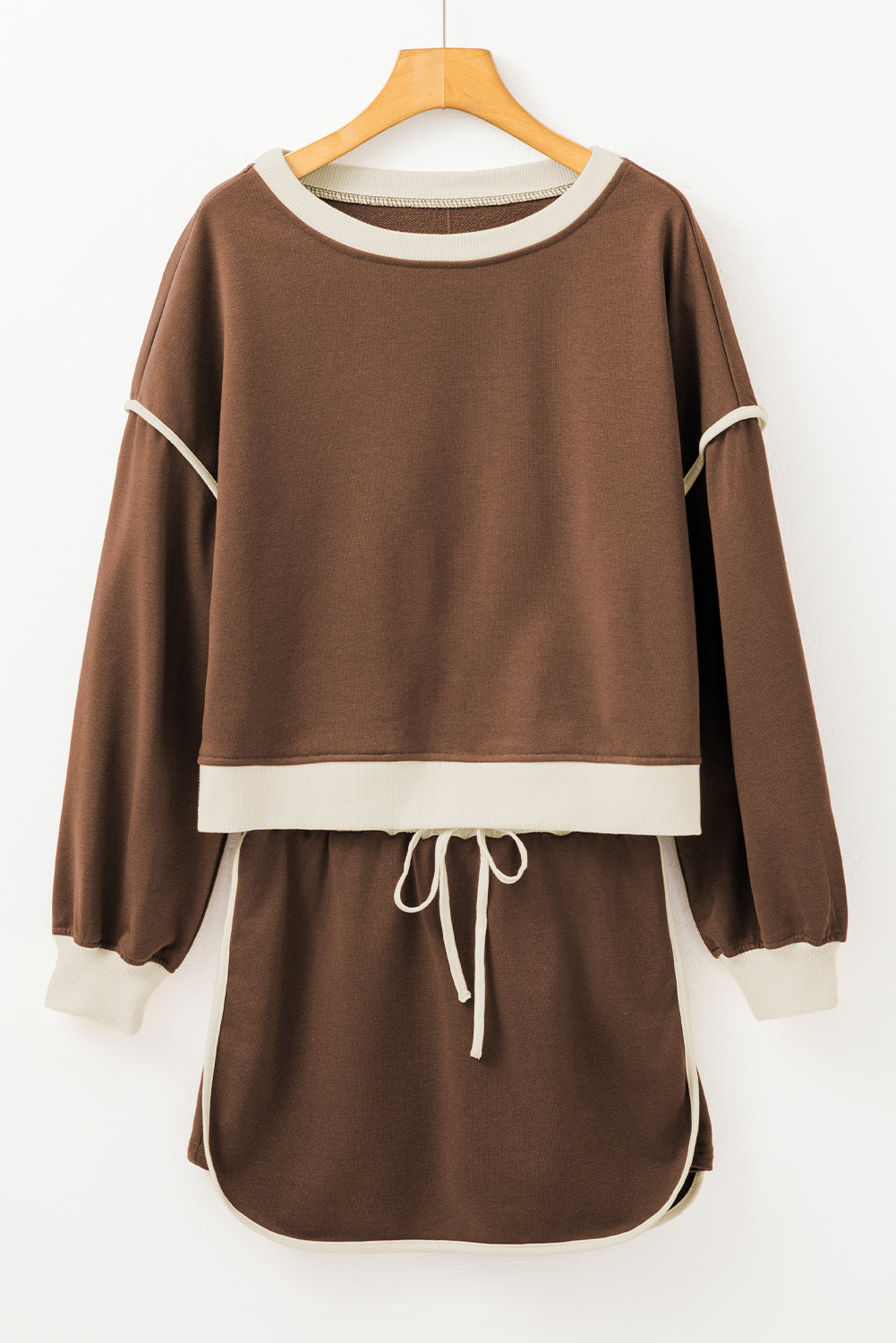Violeta Loose Pullover and Lace-up Waist Skort Set