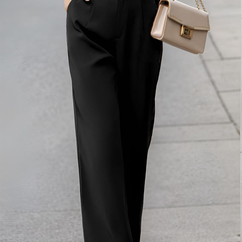 Women’s Elegant Suit Pants with Pockets – Office Trousers