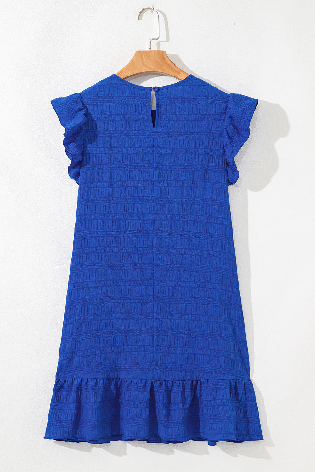 Claire Textured Flutter Sleeve Ruffled Mini Dress