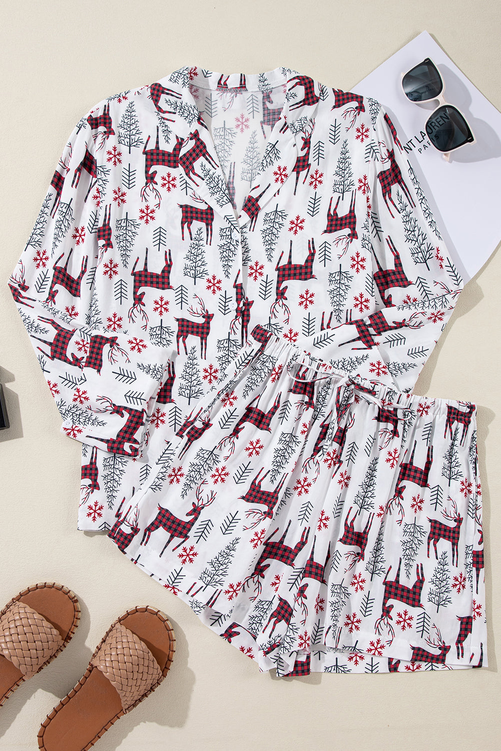 Abigail Christmas Deer Printed Shirt