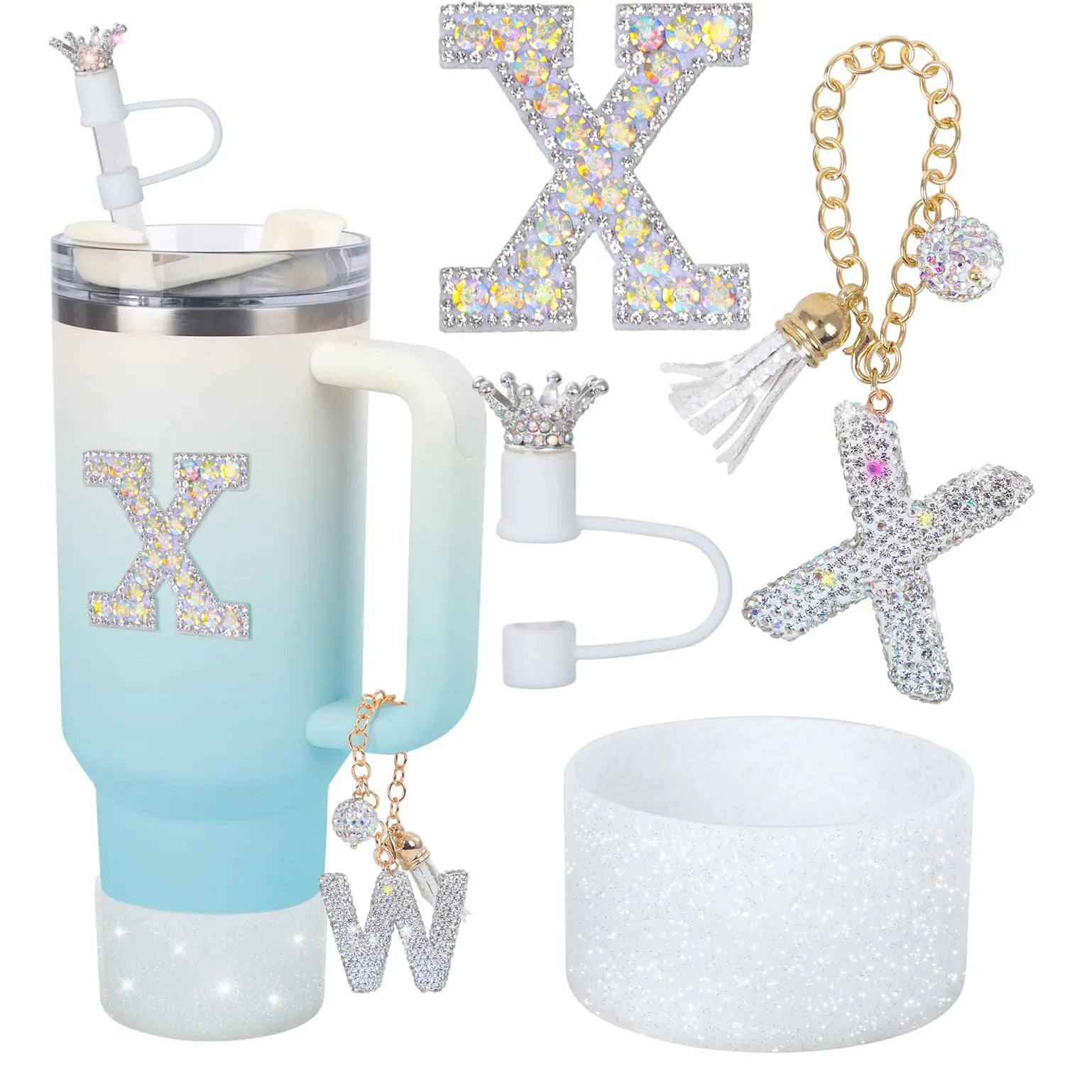 Stanley Cup Letter Charm & Straw Topper Set