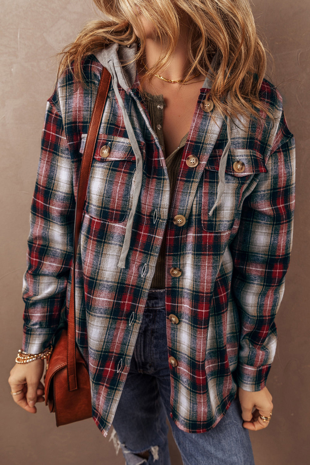 Ava Print Chest Hooded Shacket