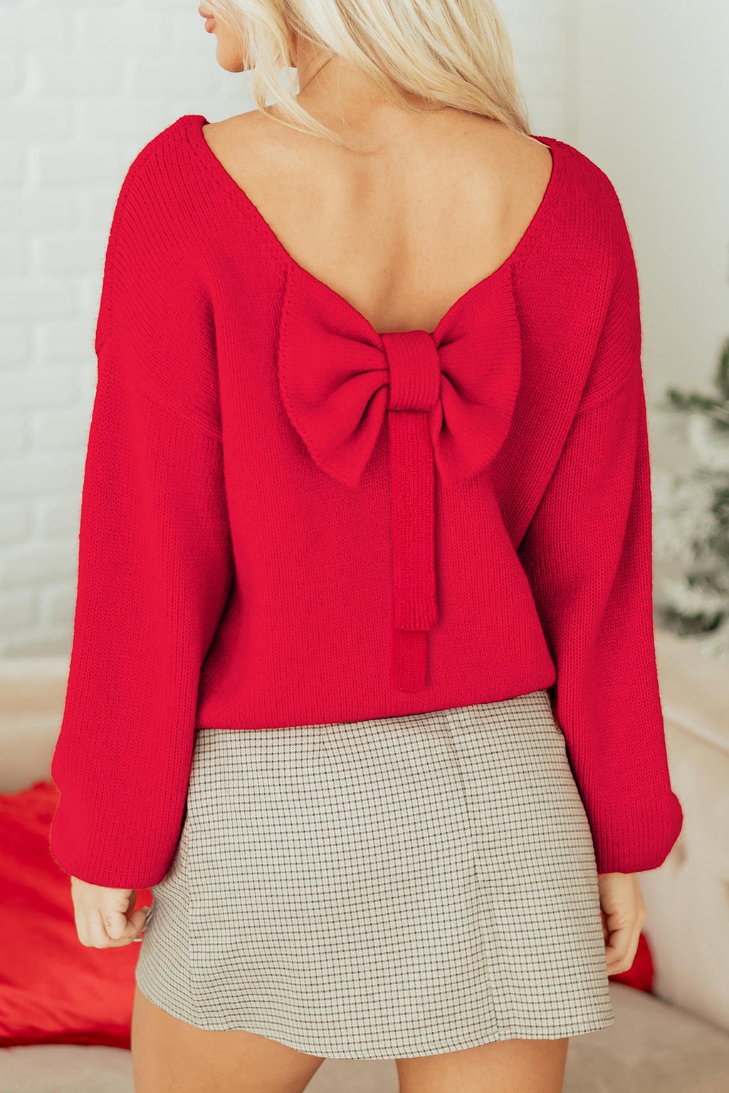 Addison Backless Bubble Sleeve Sweater