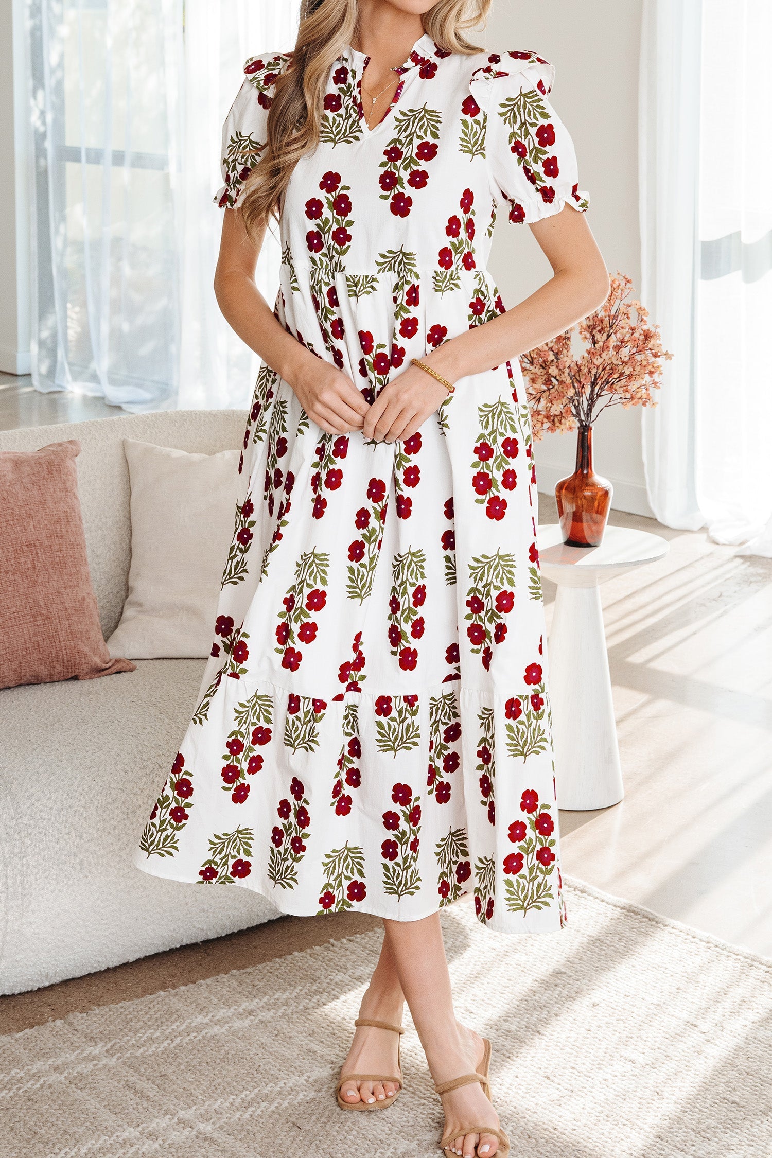 Promise Sleeve Tiered Maxi Dress