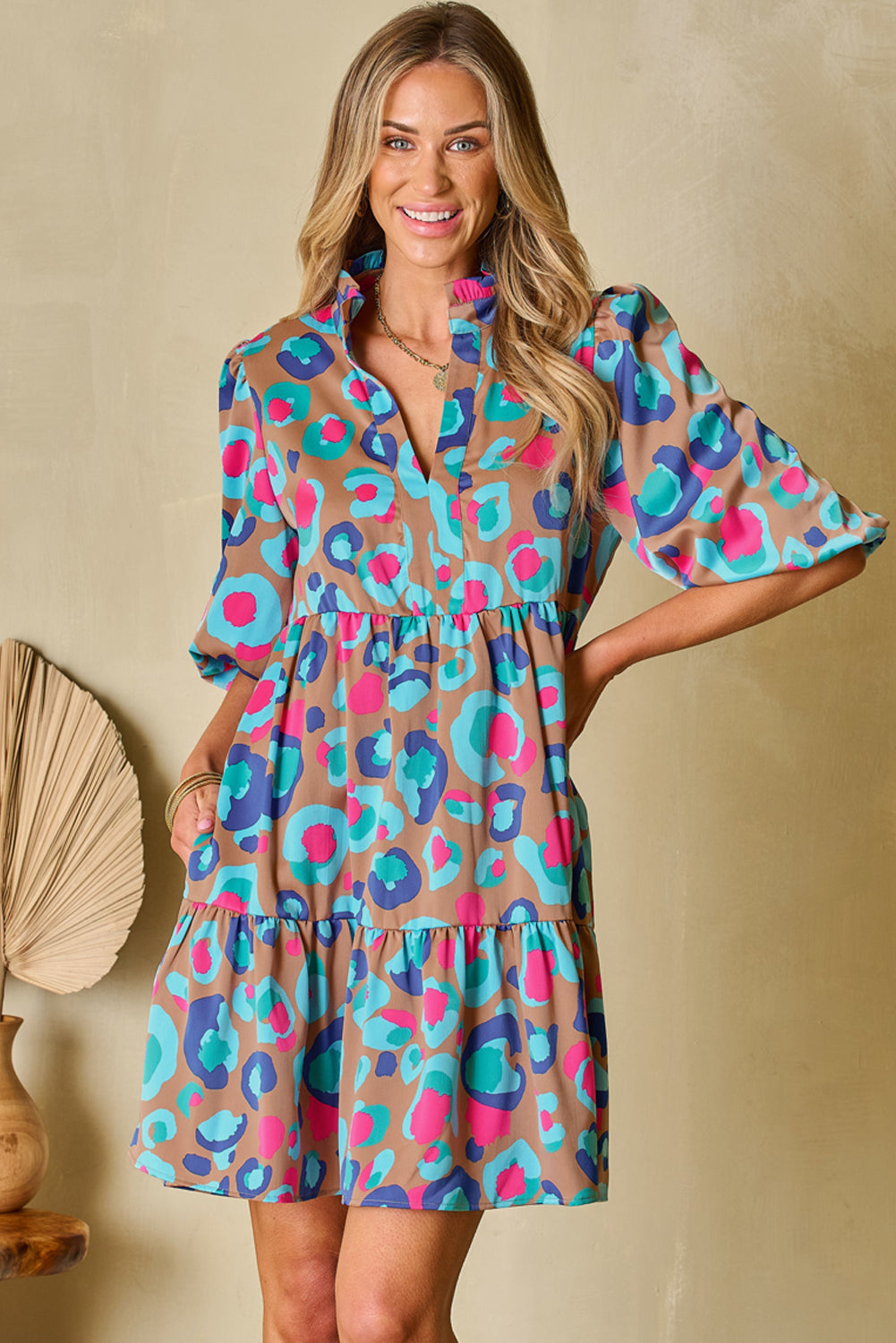 Emerie Sleeve Slit Ruffled Dress
