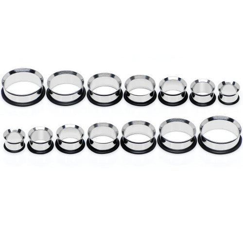 1/2 inch to 1 inch Seven Piece Steel Ear Stretching Tunnel Kit Set of 2