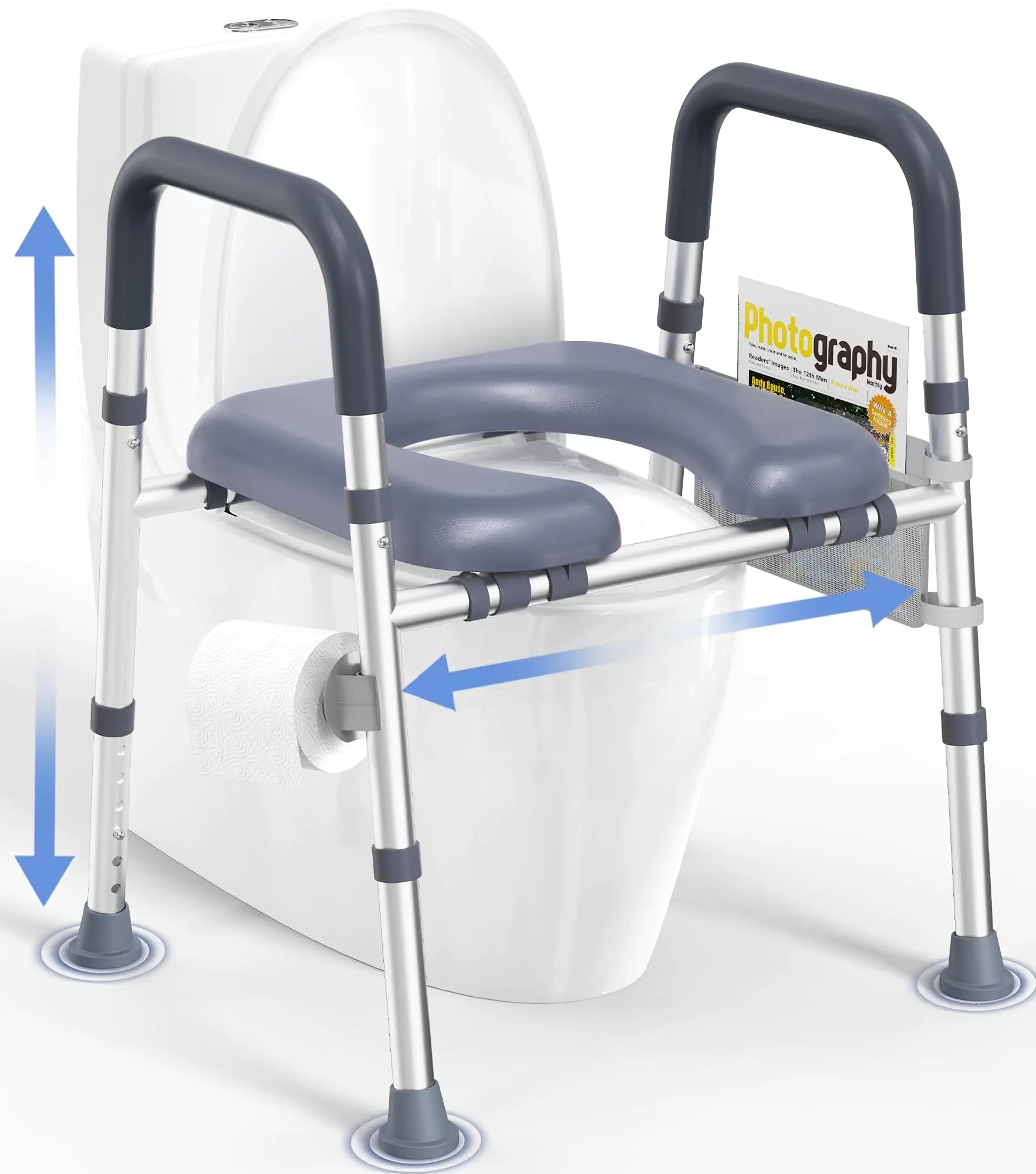HOMLAND Toilet Seat Riser with Padded Handles (FSA/HSA Eligible)