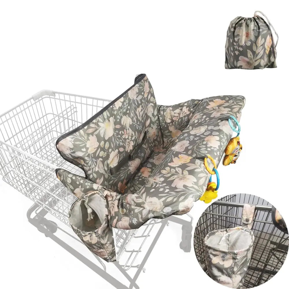 Shopping cart Cover for Baby high Chair Cover with Detachable Storage Bag Flowers