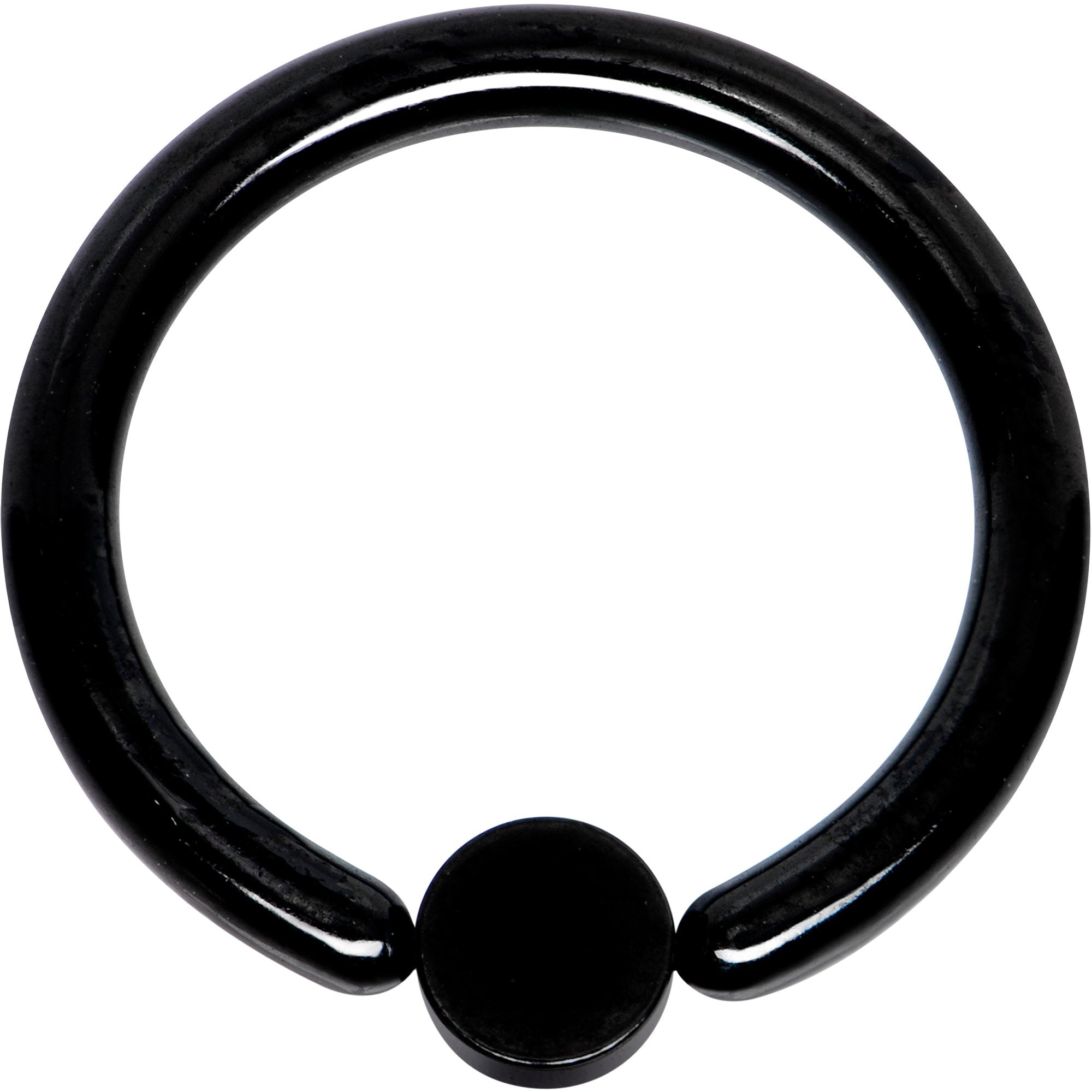 12G 1/2 White Faux Opal 4mm Disc Black IP BCR Captive Ring