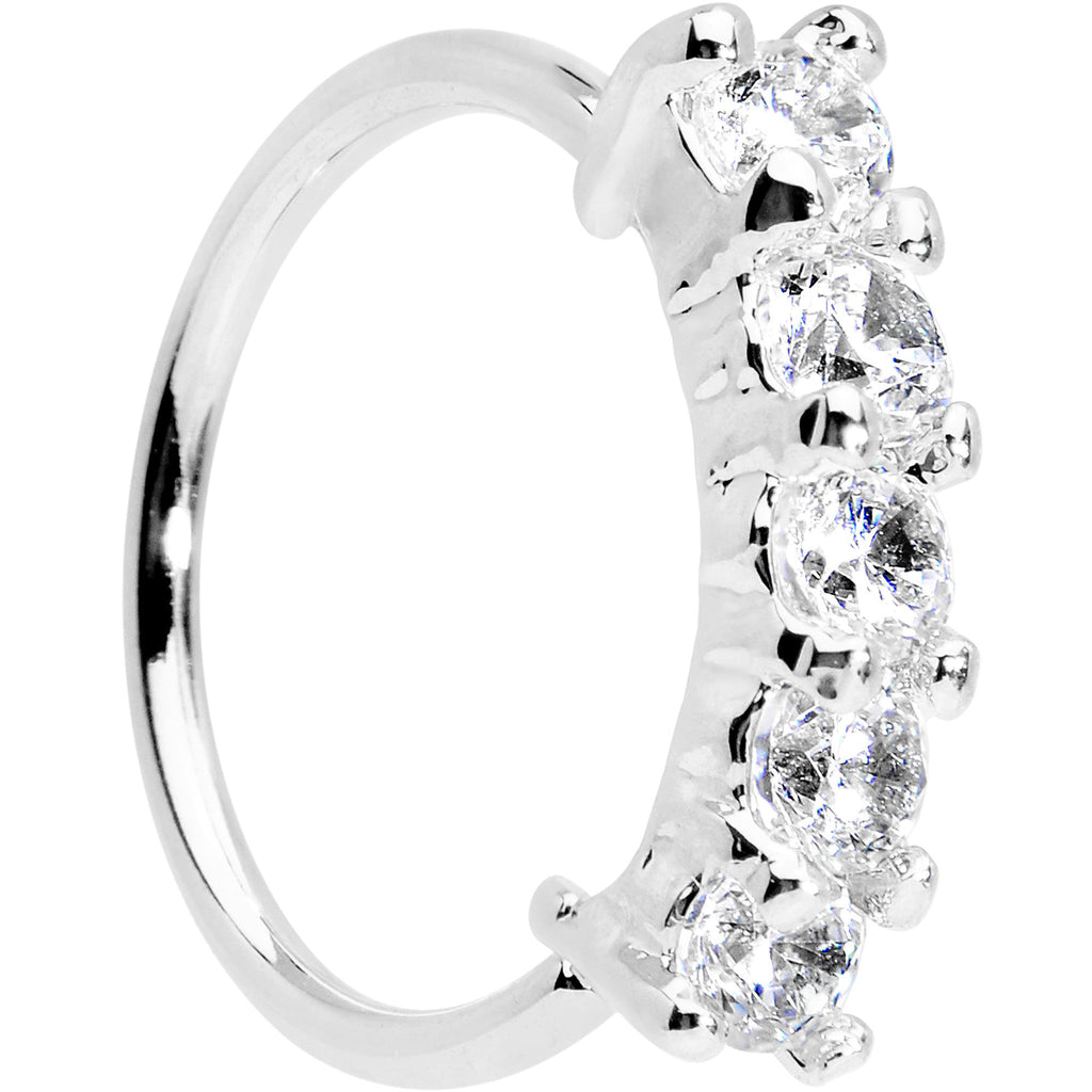 20G 5/16 Clear CZ Quintet Seamless Circular Ring